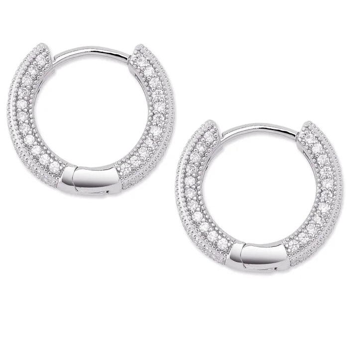 925 Sterling Silver Crystal Hoop Earrings for Women