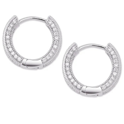 925 Sterling Silver Crystal Hoop Earrings for Women