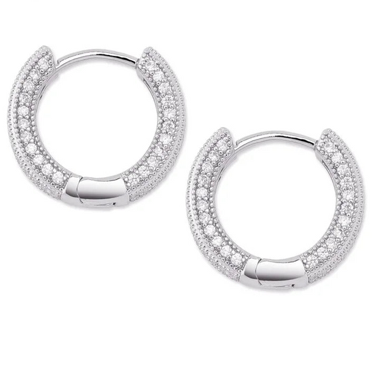 925 Sterling Silver Crystal Hoop Earrings for Women