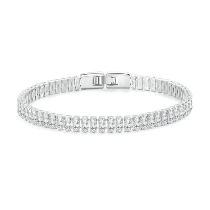 Platinum Plated Shining Square Zircon Bracelet