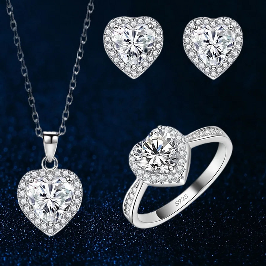 925 Silver Love Heart Jewelry Set