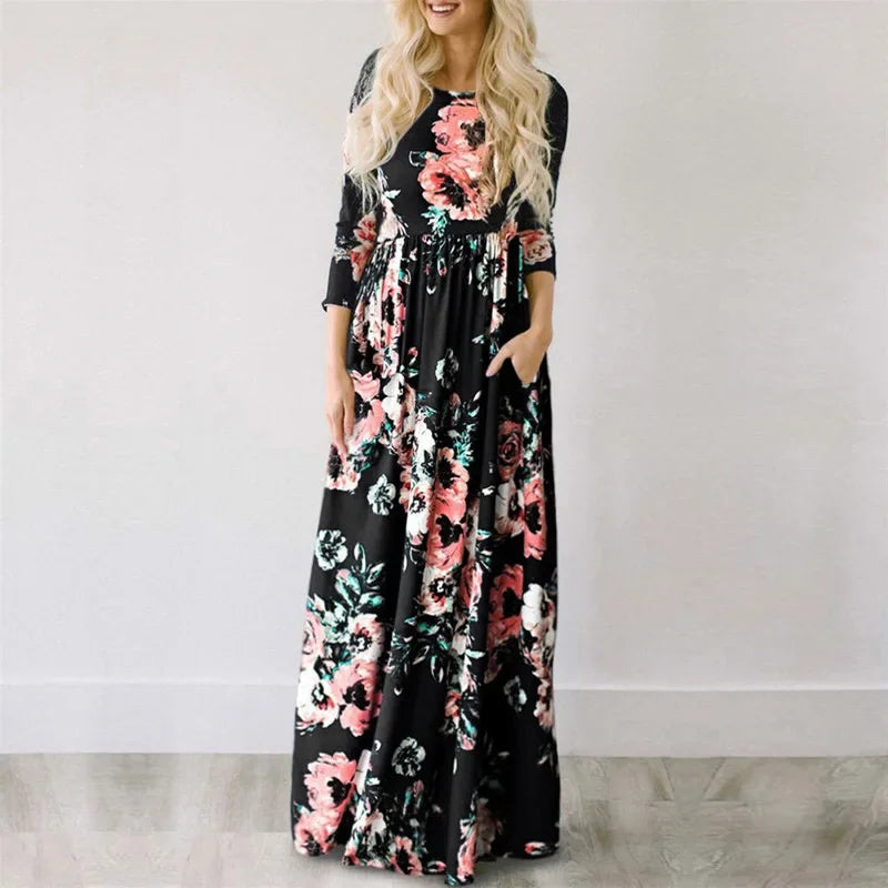 White Floral Boho Maxi Dress for Women 2025