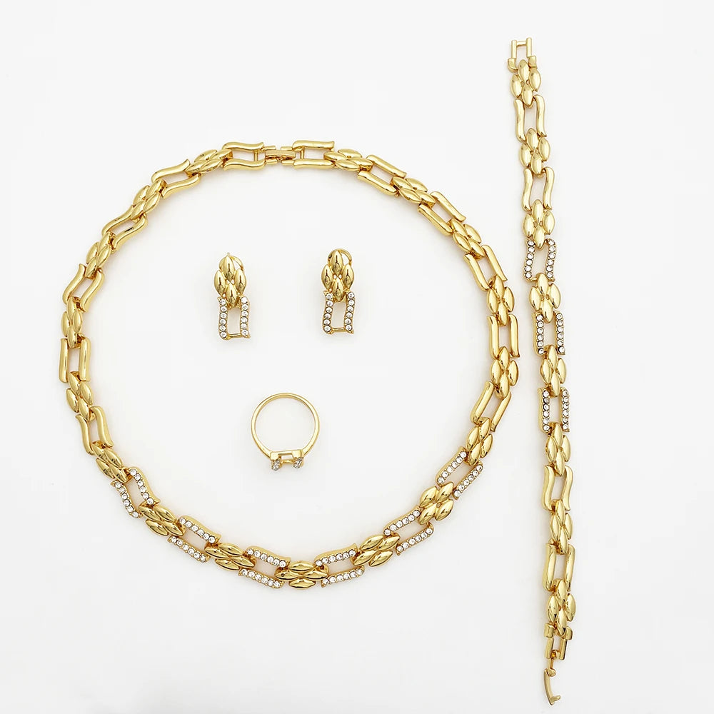 18K Gold Plated Monaco Cuban Chain Jewelry Set