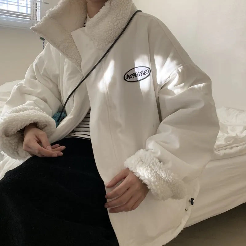 Reversible Winter Lamb Velvet Short Jacket for Women