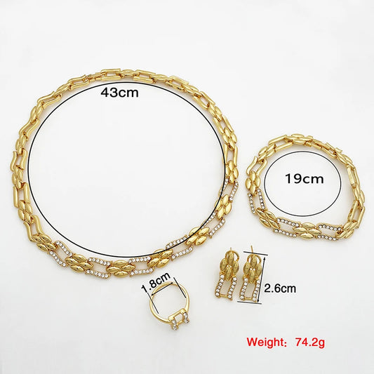 18K Gold Plated Monaco Cuban Chain Jewelry Set