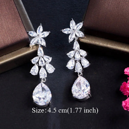 Water Drop CZ Silver Earrings