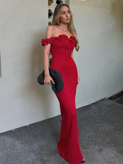 CLO013DJ
Women Slash Neck Sleeveless Long Maxi Formal Dress Shoulder Ruched Backless Lace-up Slim Party Evening Dresses - Klixstore