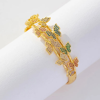Colorful Butterfly Zircon Bangle