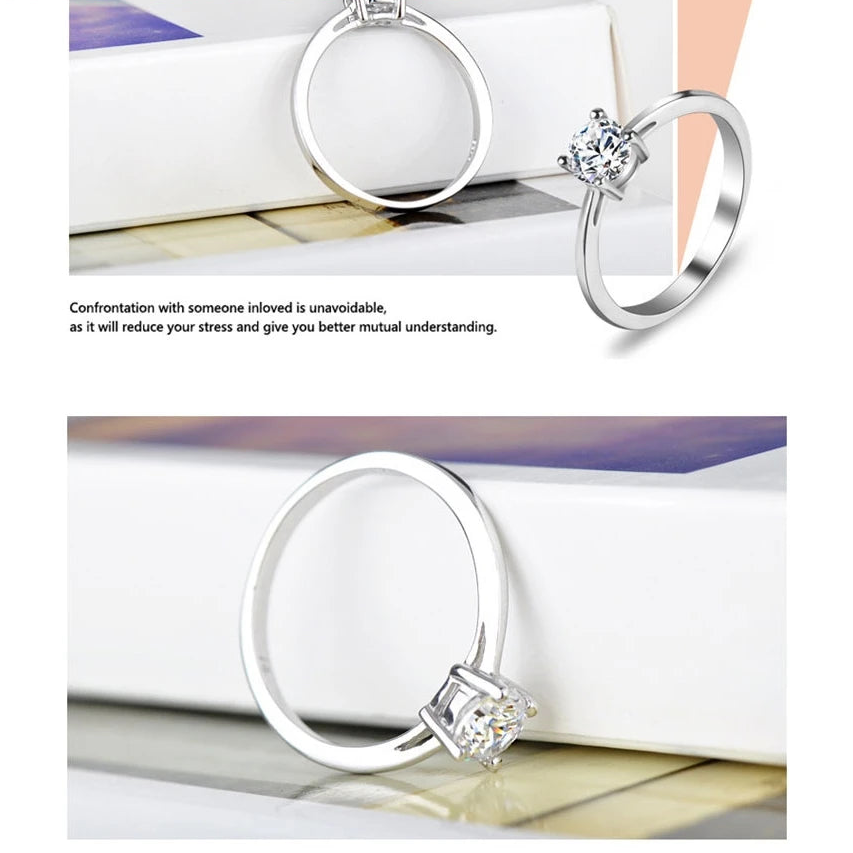 925 Sterling Silver CZ Engagement Ring for Women