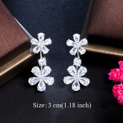 Water Drop CZ Silver Earrings