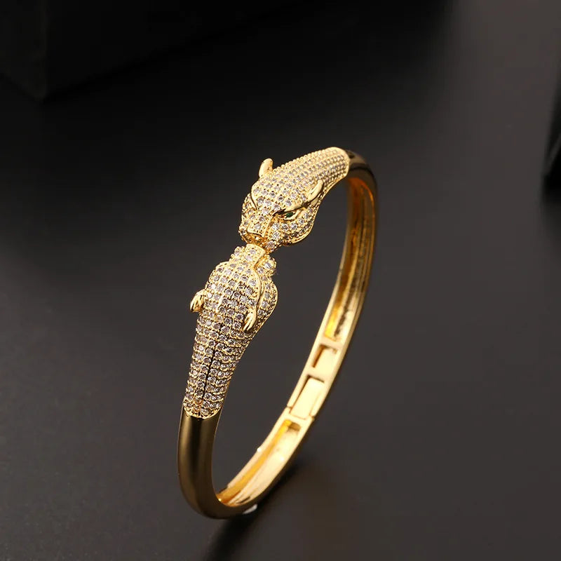 Leopard Zircon Cuff Bracelet