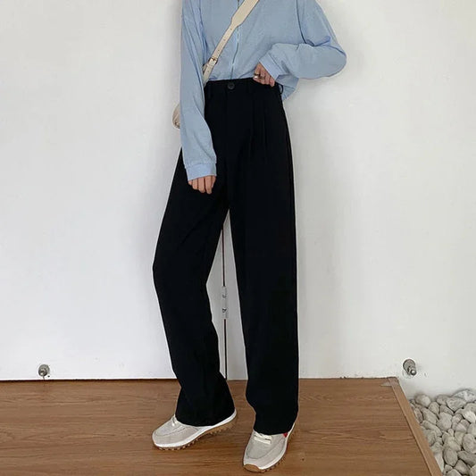 Suit Pants High Waist Straight