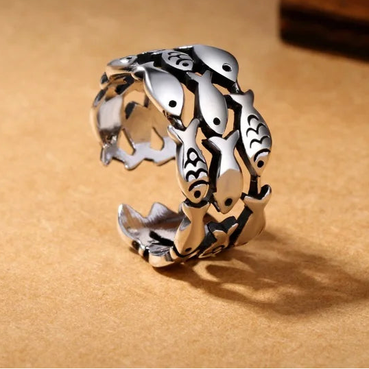 925 Sterling Silver Fish Shape Ring for Women