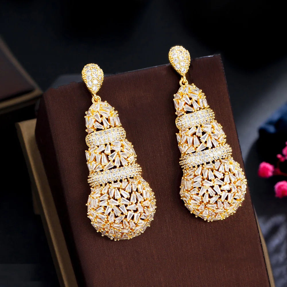 Gold Disc Balls Dangle Earrings