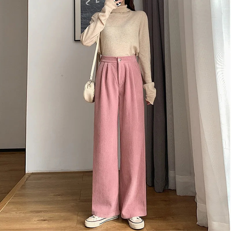 Retro High Waist Corduroy Pants
