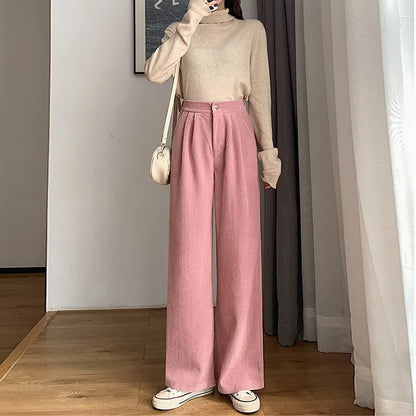 Retro High Waist Corduroy Pants