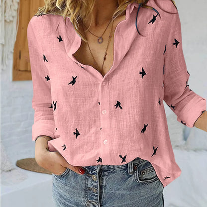 Women’s Cotton Linen V-Neck Shirt
