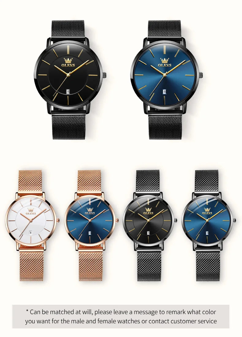 “Elegant Ultra-Thin Couple Watch by OLEVS”