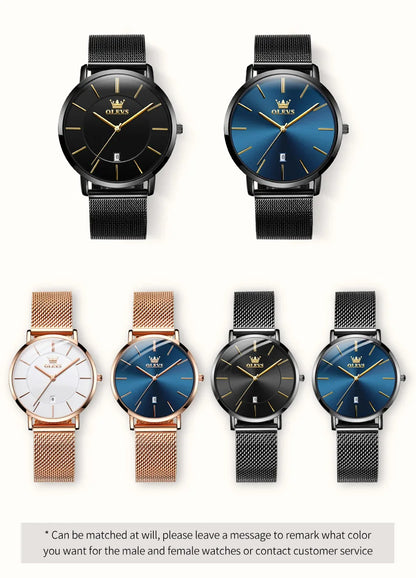 “Elegant Ultra-Thin Couple Watch by OLEVS”
