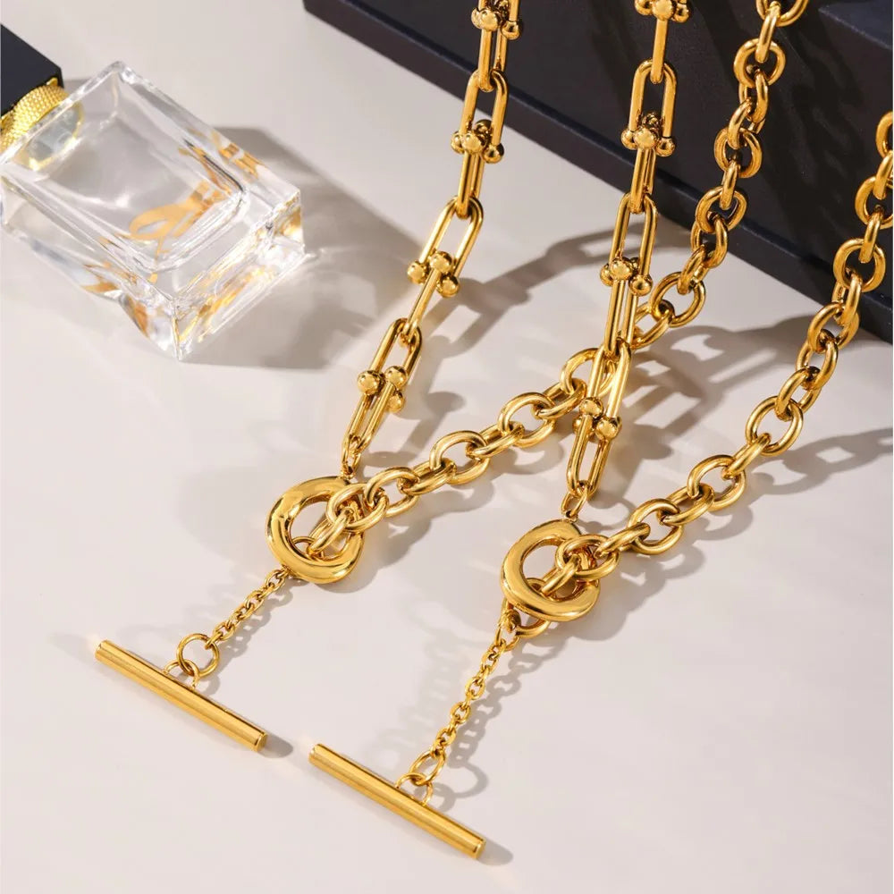 18K Gold Plated Chunky Chain Necklace for Women