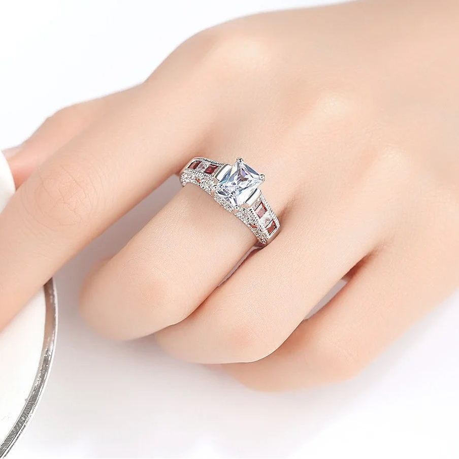 Genuine 925 Sterling Silver Wedding Ring for Women