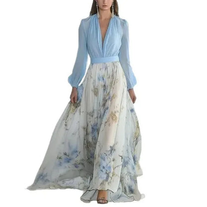 DJ Floral V-Neck Long Sleeve Maxi Dress