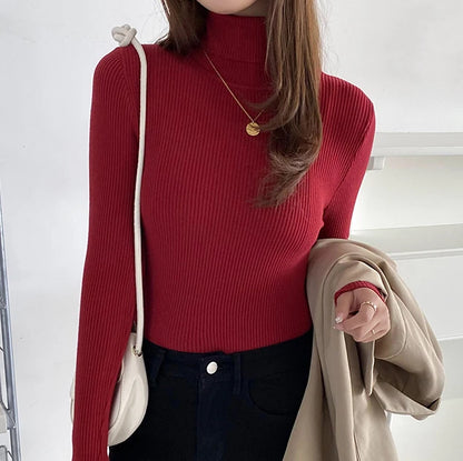 Turtleneck Knitted Cashmere Sweater for Women