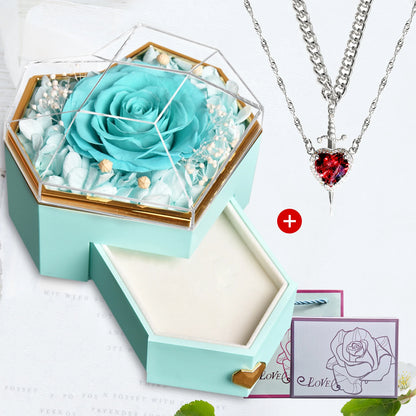 Heart & Sword Crystal Necklace Set – Stainless Steel Jewelry Gift Box