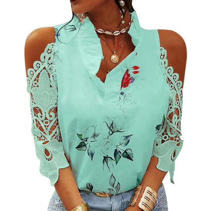Floral Chiffon V-Neck Blouse for Women