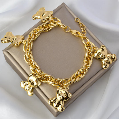 Gold Bear Charm Bracelet