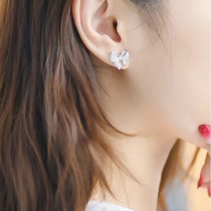 925 Sterling Silver Bow Stud Earrings for Women