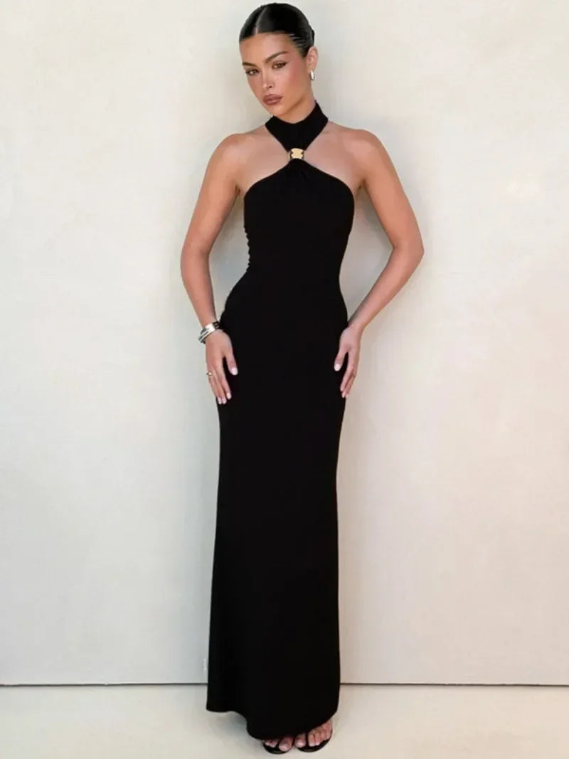 CLO065DJ
Woman Clothing Halter Neck Off Shoulder Sleeveless Long Dress Evening Party Outfit Ladies Bodycon Split Long Maxi Prom Dresses - Klixstore