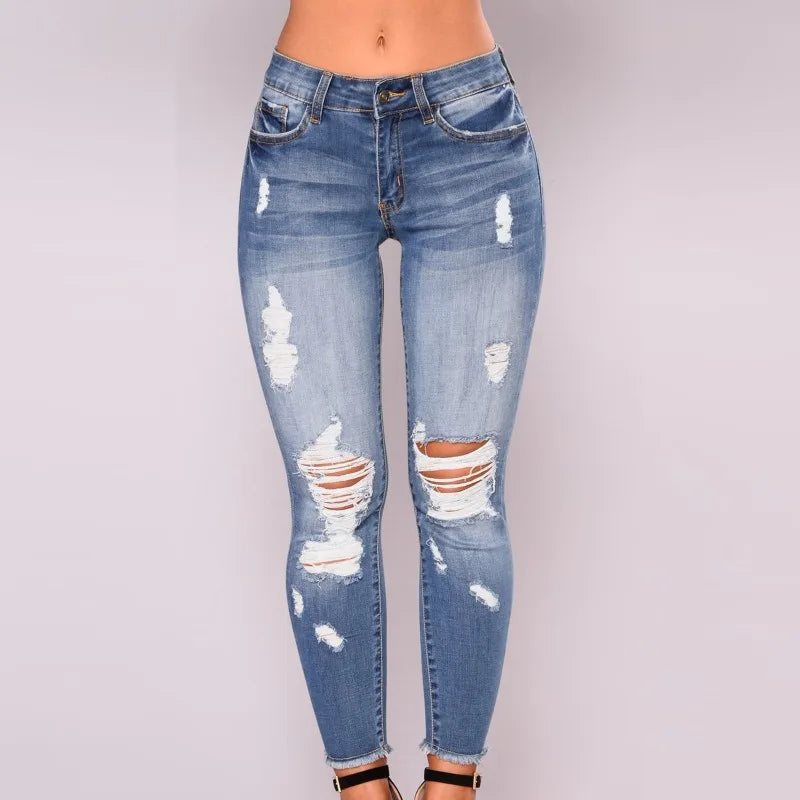 Jeans Holes Distressed Pencil Pants