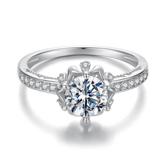 JEW039RD
Moissanite Flower Ring 1ct Round Moissanite Diamond Solitaire Engagement 925 Sterling Silver Rings - Klixstore