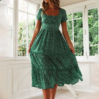 Vintage Green Floral Bodycon Mini Dress