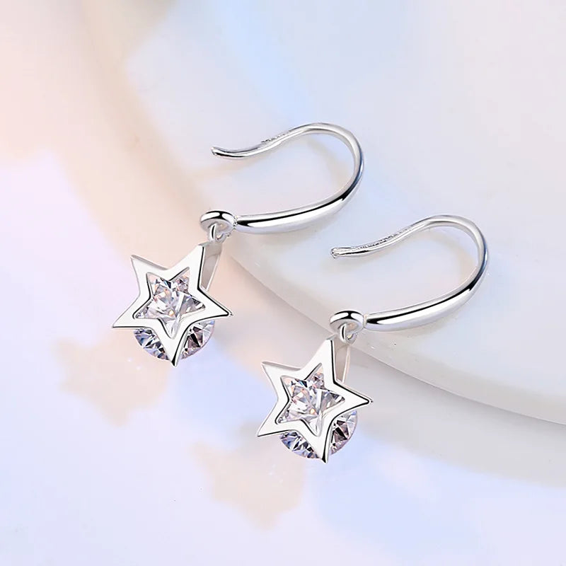 925 Sterling Silver Crystal Zircon Stud Earrings