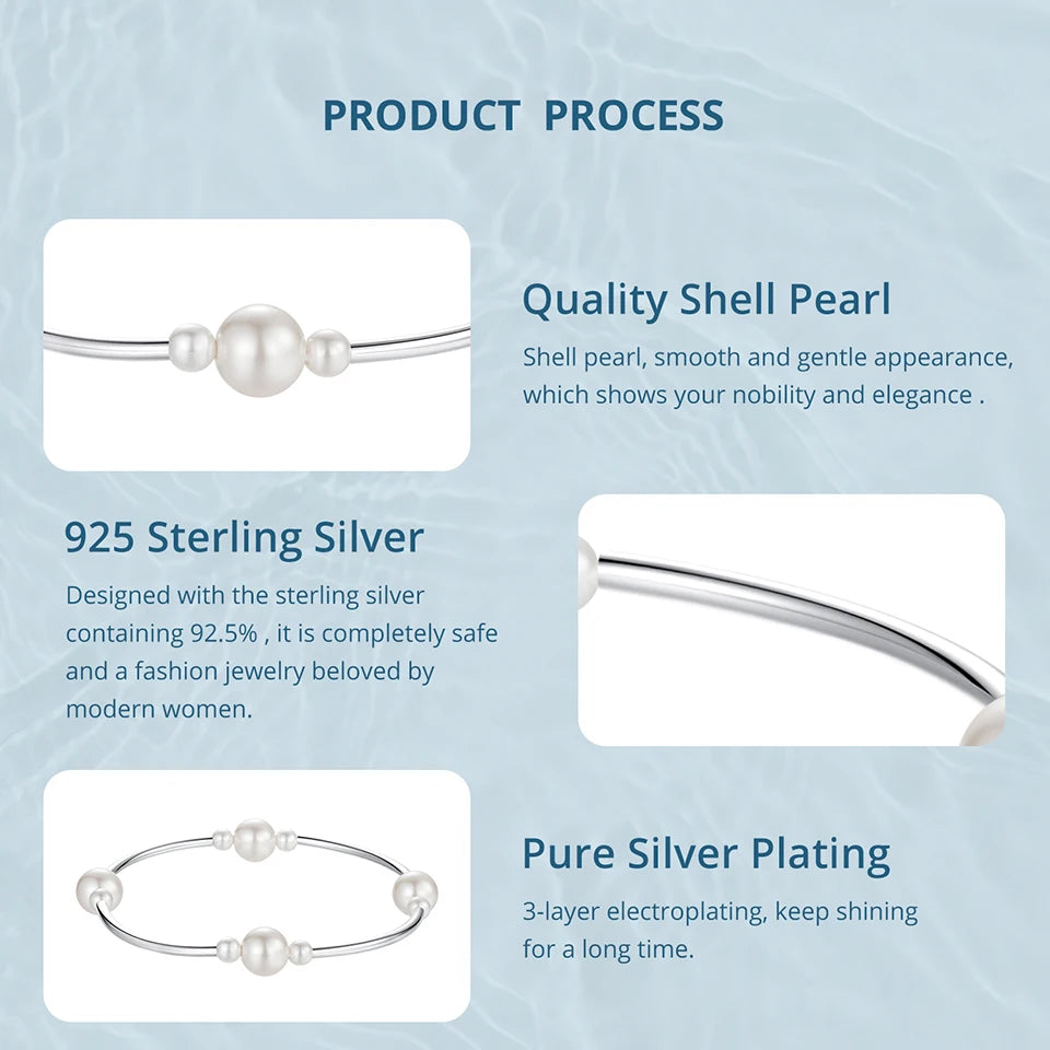 Elegant 925 Silver Adjustable Pearl Bracelet