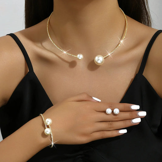 Pearl Rhinestone Bridal Jewelry Set