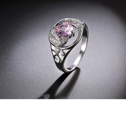 925 Sterling Silver Hollow CZ Crystal Rhinestone Wedding Ring for Women