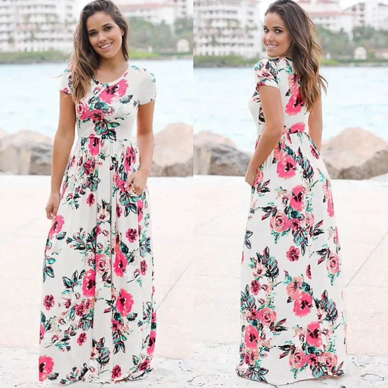 Boho Floral Maxi Beach Dress