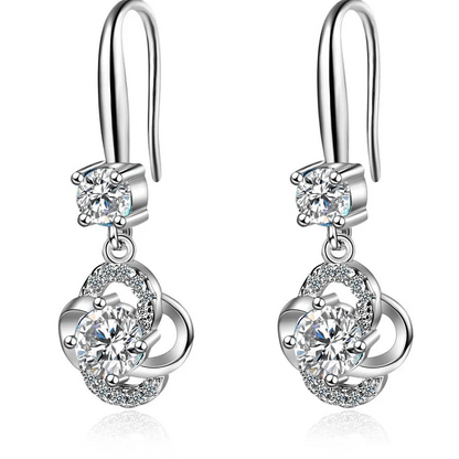 925 Sterling Silver Crystal Dangle Earrings for Women