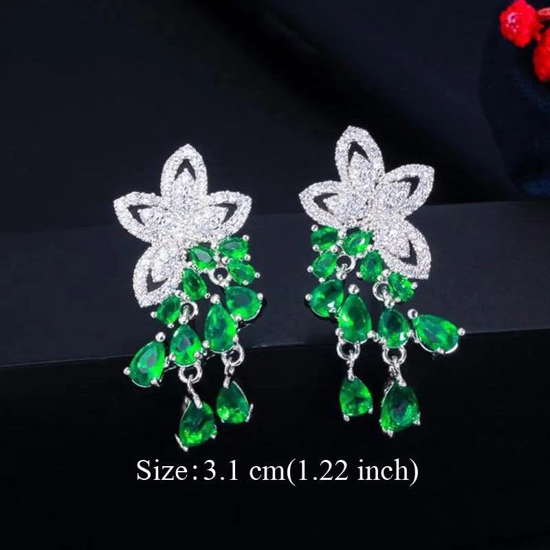 Water Drop CZ Silver Earrings
