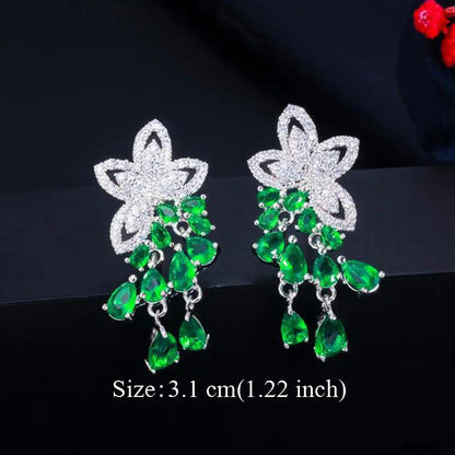 Water Drop CZ Silver Earrings