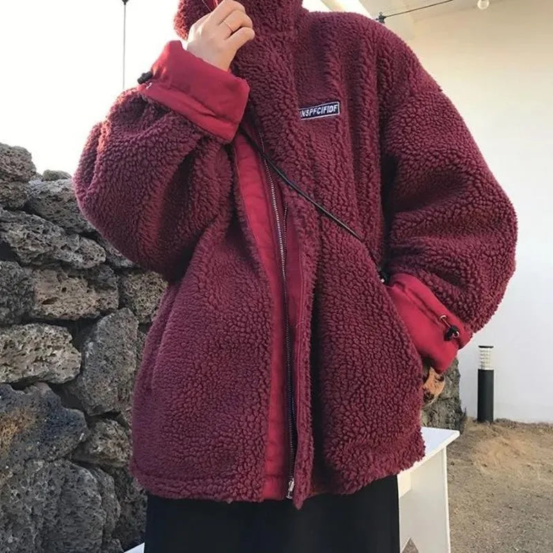 Reversible Winter Lamb Velvet Short Jacket for Women