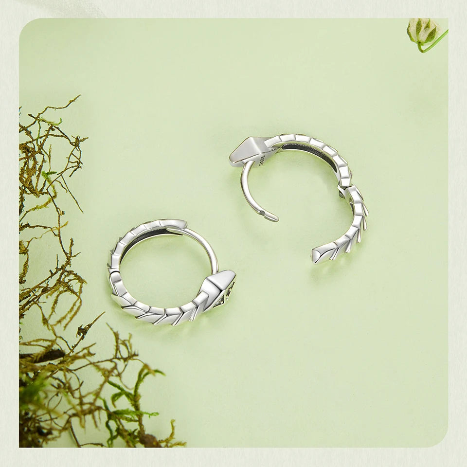JEW005R Earrings 925 Sterling Silver Cute Snake Hoop - Klixstore