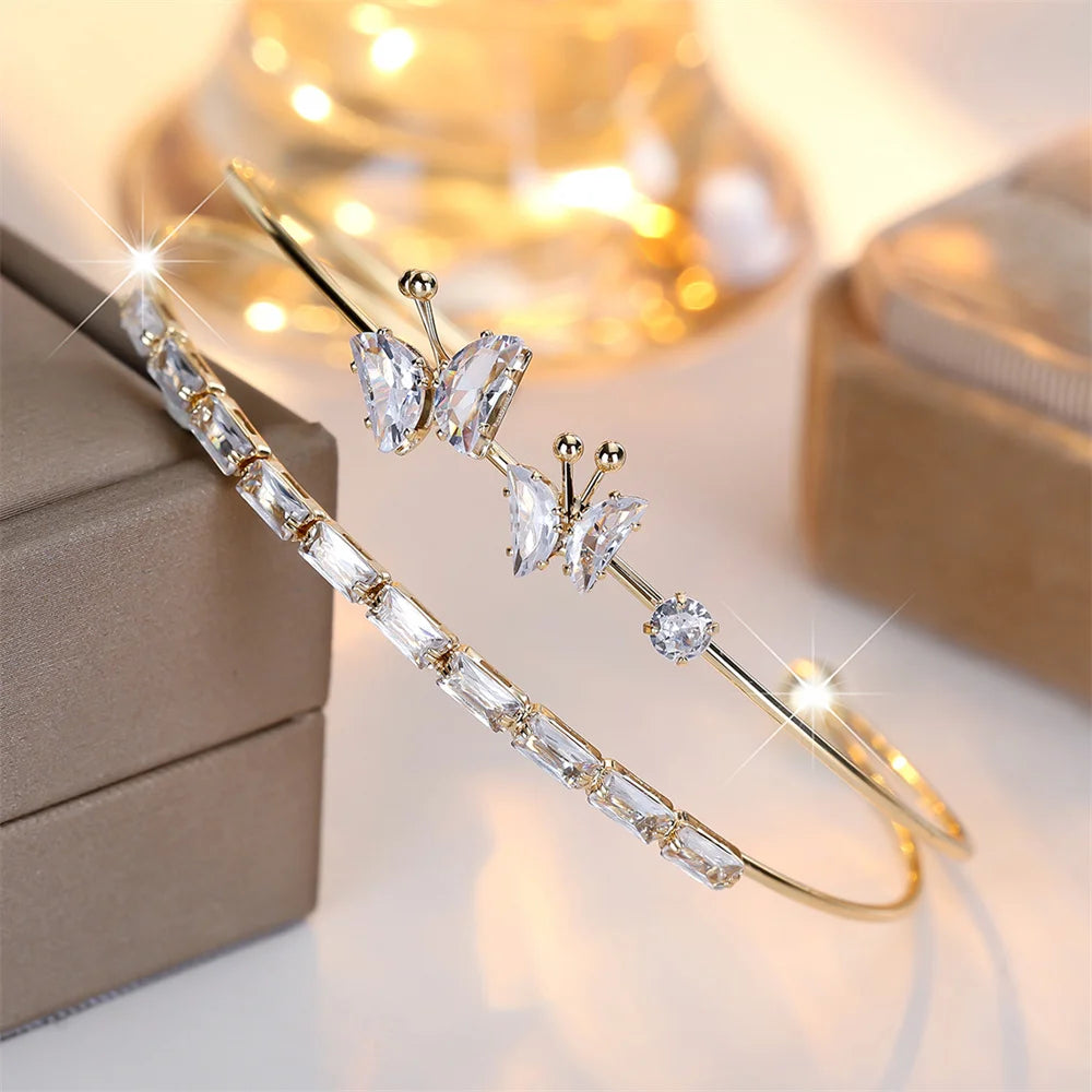Butterfly Double Layer Bangle Bracelet