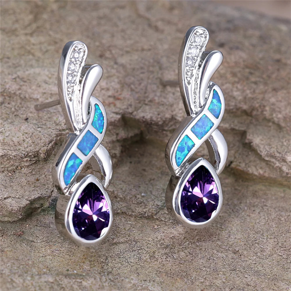Fire Opal Stone Stud Earrings