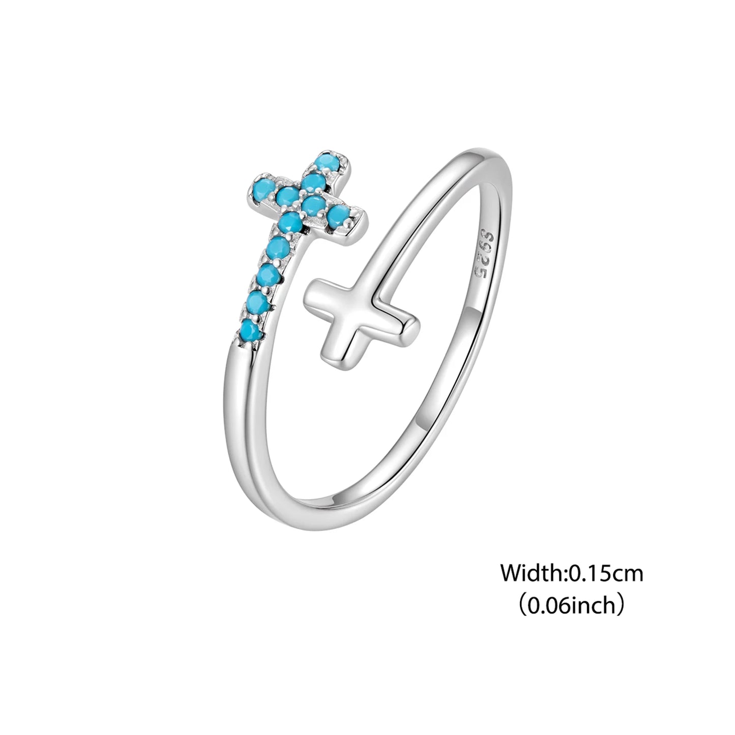 Turquoise Double Cross Open Ring