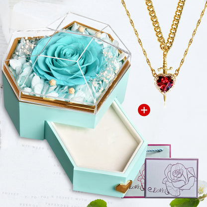 Heart & Sword Crystal Necklace Set – Stainless Steel Jewelry Gift Box