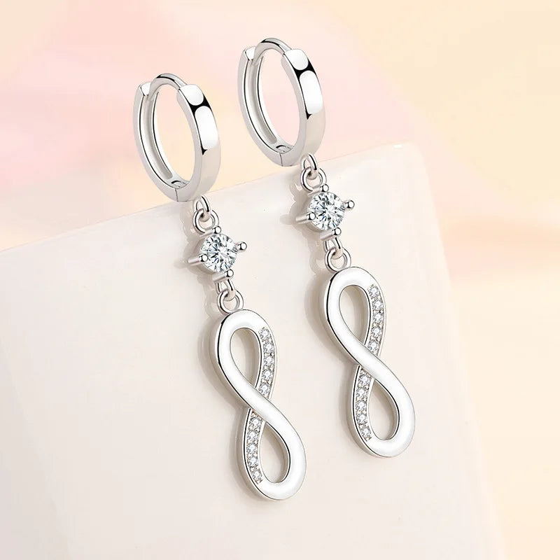 "925 Sterling Silver Crystal Hoop Earrings"